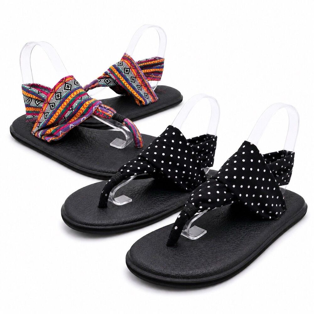 Sanuk Yoga Mat Flip Flop Sandals Bundle Women Size 10 Boho Polka Dot Casual